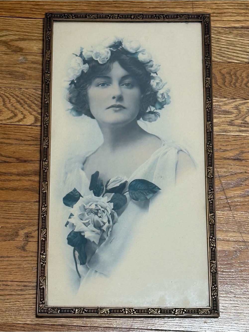 Vintage 1930’s Art Deco Style Print of Women with Floral Wreath by C. E. Perry